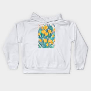 Blooming Golden Tulips in Gouache Kids Hoodie